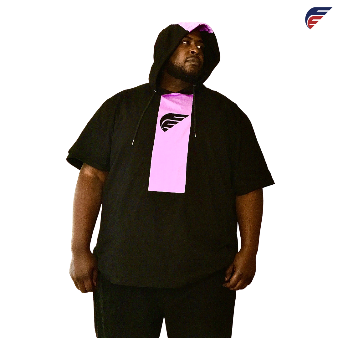 Short Sleeve Black and Purple Fly Evolution T-shirt Hoodie