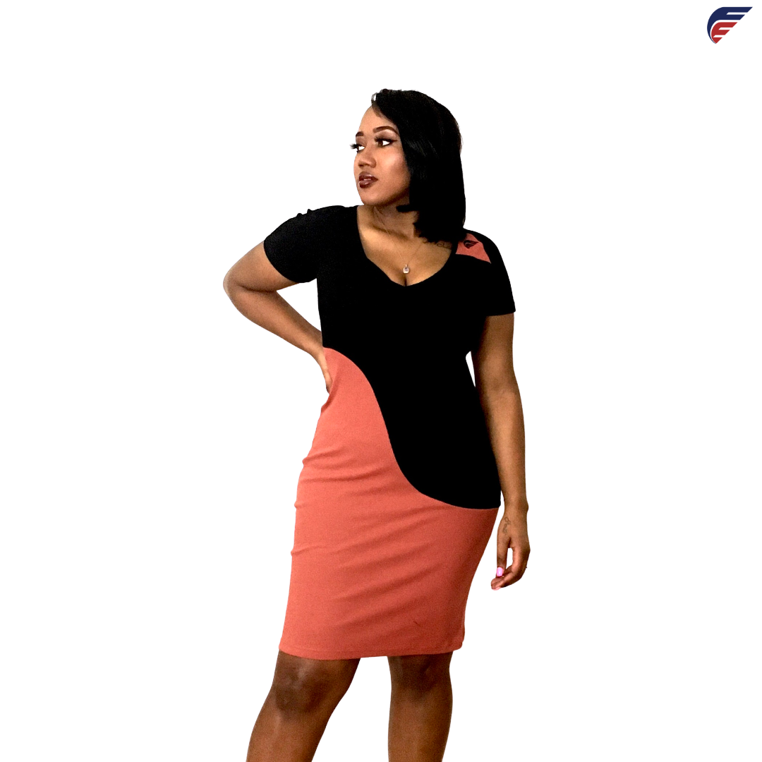 Woman's Red and Black Fly Evolution V neck Dress