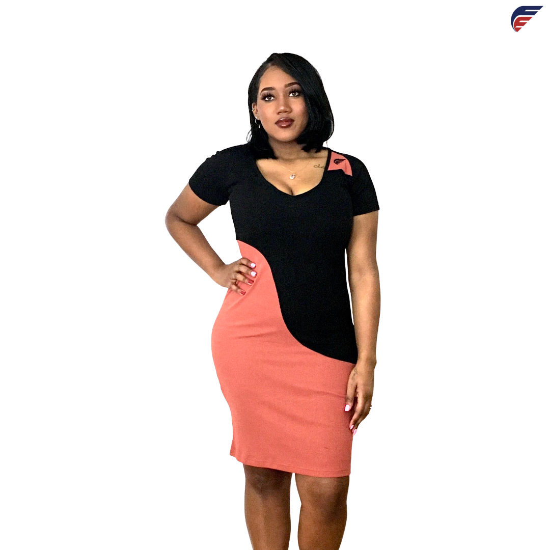 Woman's Red and Black Fly Evolution V neck Dress