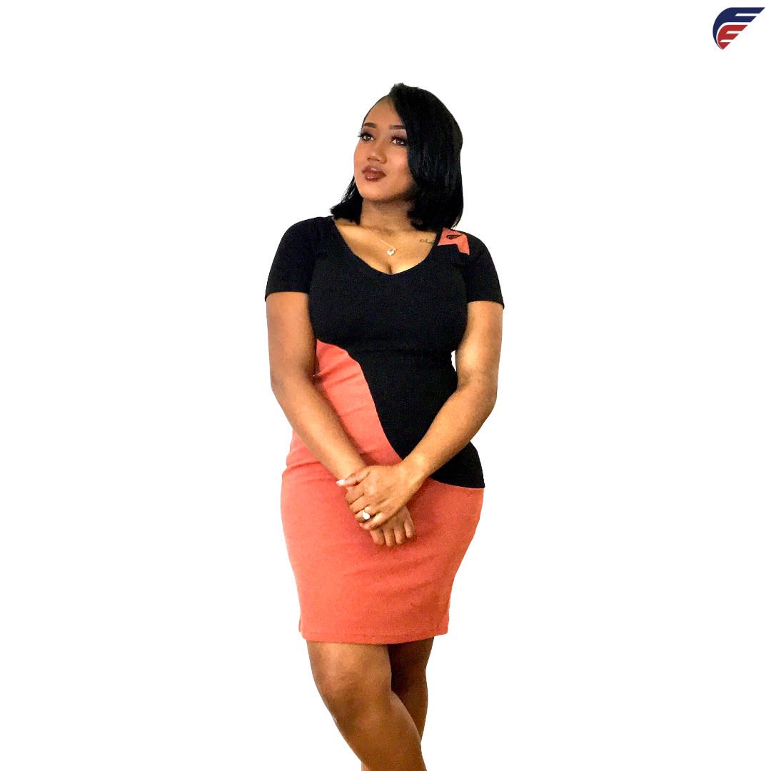 Woman's Red and Black Fly Evolution V neck Dress