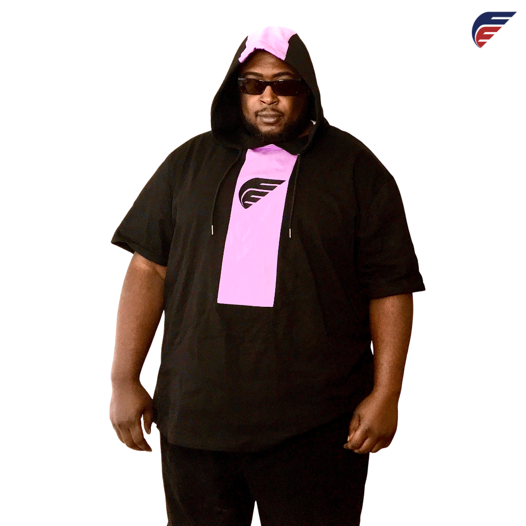 Short Sleeve Black and Purple Fly Evolution T-shirt Hoodie