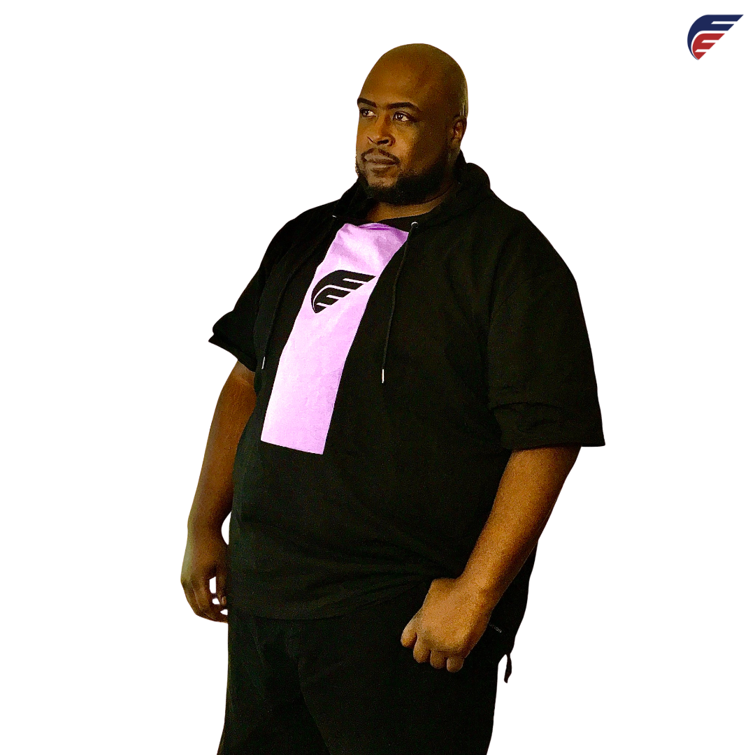 Short Sleeve Black and Purple Fly Evolution T-shirt Hoodie